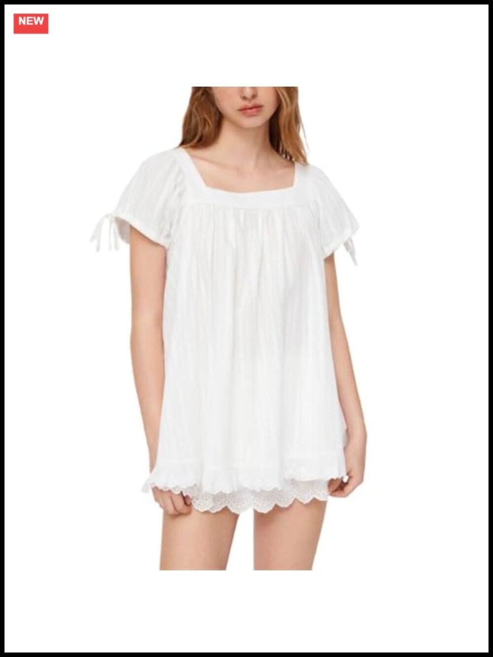 Square Neck Babydoll Ruffle Peplum Top Oversized Cotton Short Sleeve